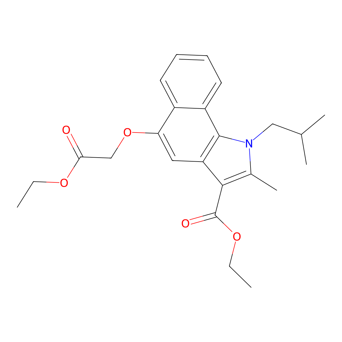 Ethyl 5-(2-ethoxy-2-oxoethoxy)-2-methyl-1-(2-methylpropyl)benzo[g]indole-3-carboxylate molecular structure, CAS 380645-37-4
