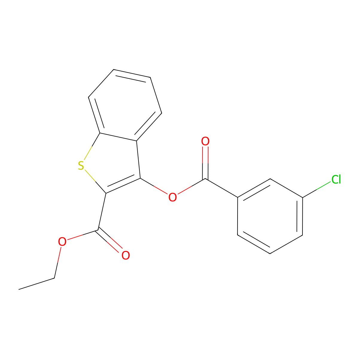 Ethyl 3-(3-chlorobenzoyl)oxy-1-benzothiophene-2-carboxylate molecular structure, CAS 380645-44-3