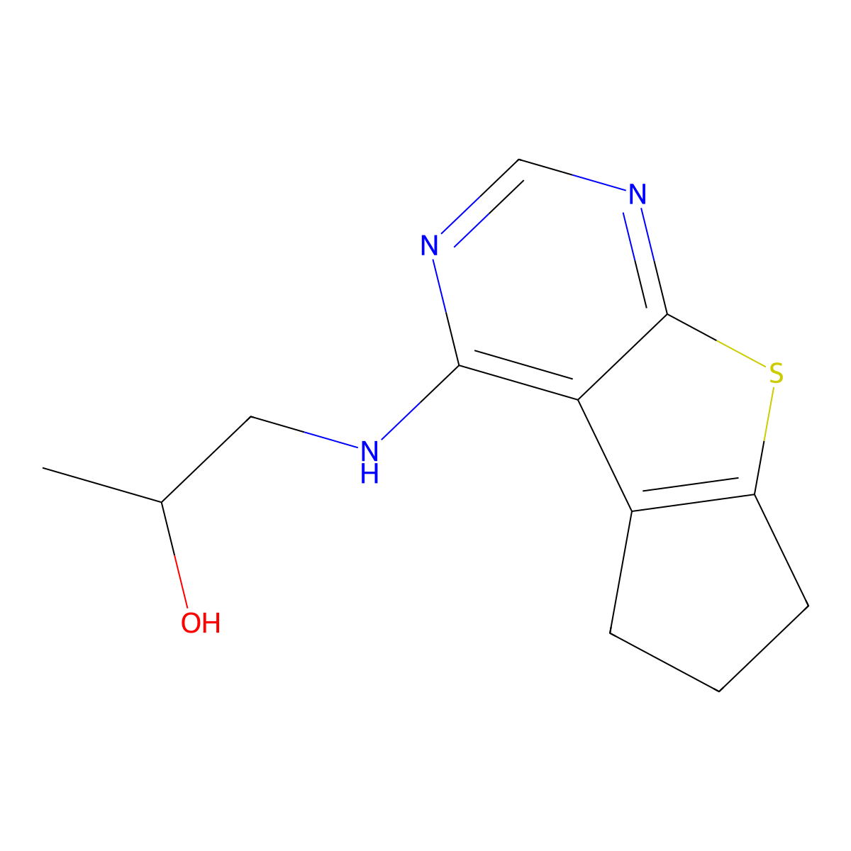 1-(6,7-dihydro-5H-cyclopenta[4,5]thieno[2,3-d]pyrimidin-4-ylamino)propan-2-ol molecular structure, CAS 380645-63-6