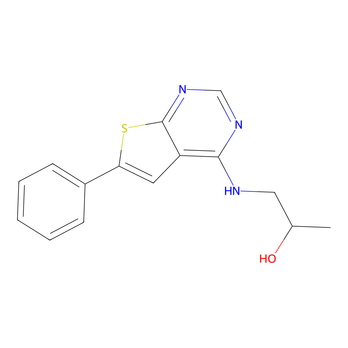 1-[(6-Phenylthieno[2,3-d]pyrimidin-4-yl)amino]propan-2-ol molecular structure, CAS 380645-67-0