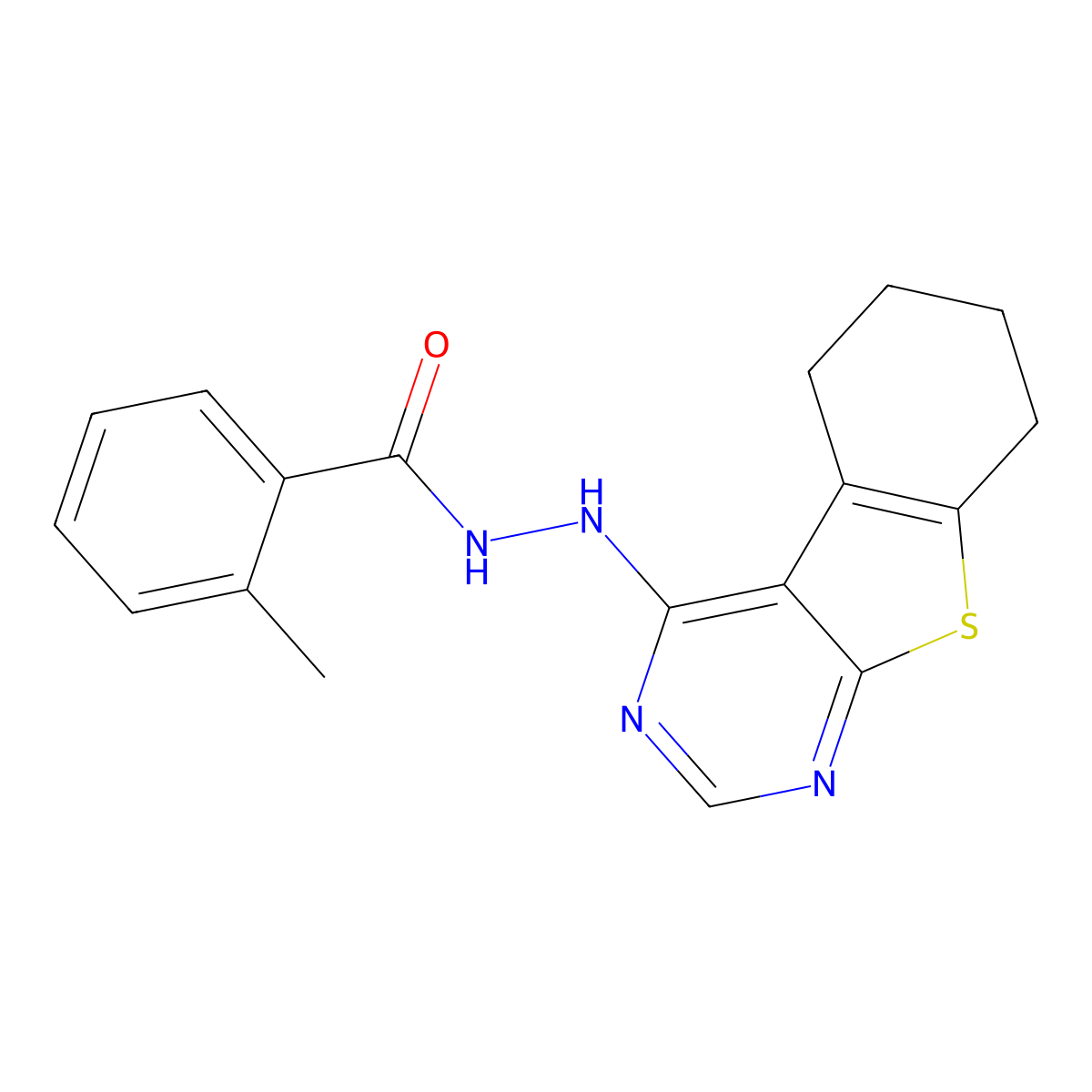 2-methyl-N'-(5,6,7,8-tetrahydro[1]benzothieno[2,3-d]pyrimidin-4-yl)benzohydrazide molecular structure, CAS 380645-72-7