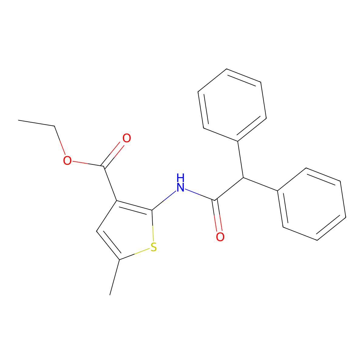 Ethyl 2-[(diphenylacetyl)amino]-5-methyl-3-thiophenecarboxylate molecular structure, CAS 380645-80-7