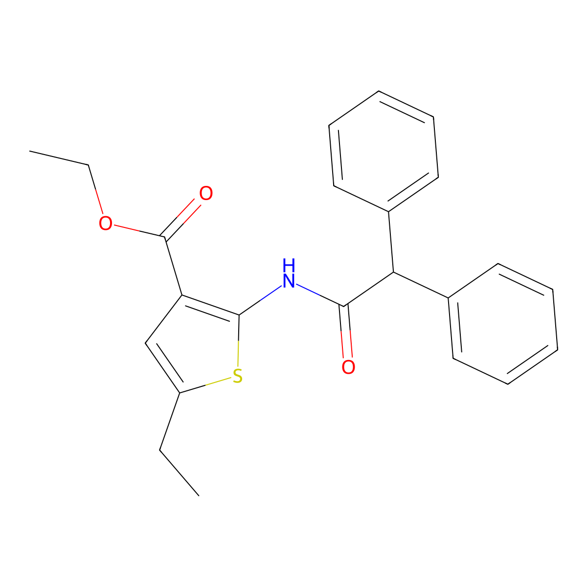 Ethyl 2-[(diphenylacetyl)amino]-5-ethylthiophene-3-carboxylate molecular structure, CAS 380645-81-8