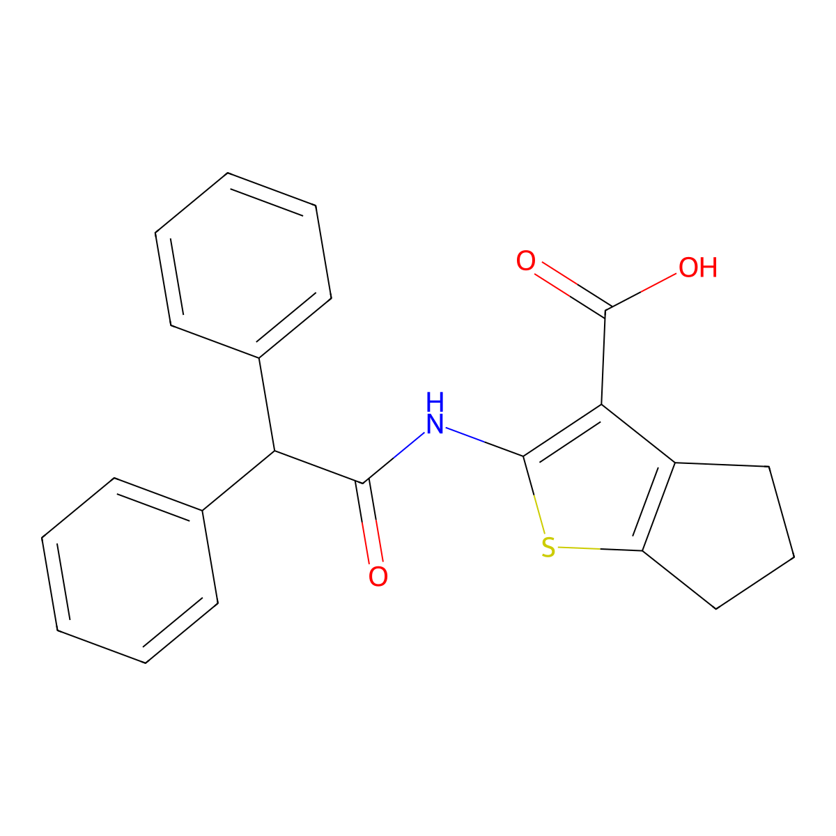 2-[(diphenylacetyl)amino]-5,6-dihydro-4H-cyclopenta[b]thiophene-3-carboxylic acid molecular structure, CAS 380645-82-9