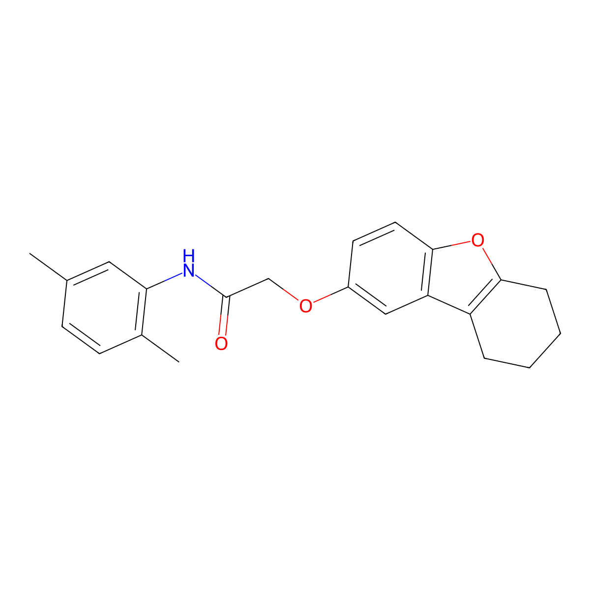 N-(2,5-dimethylphenyl)-2-(6,7,8,9-tetrahydrodibenzofuran-2-yloxy)acetamide molecular structure, CAS 380645-96-5