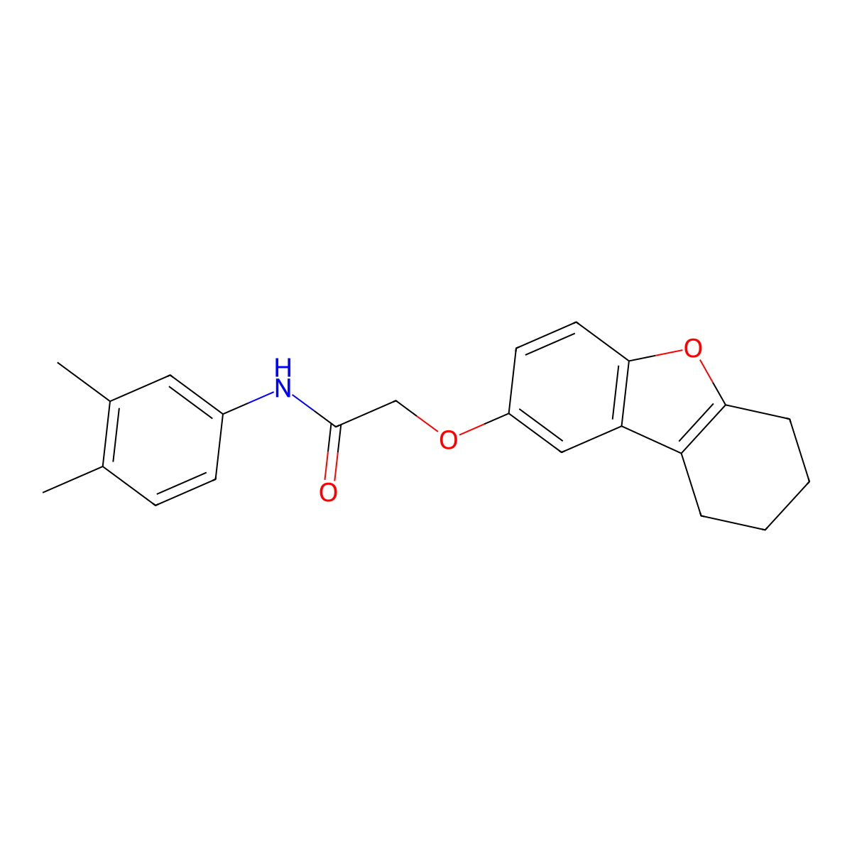 N-(3,4-dimethylphenyl)-2-(6,7,8,9-tetrahydrodibenzofuran-2-yloxy)acetamide molecular structure, CAS 380645-98-7