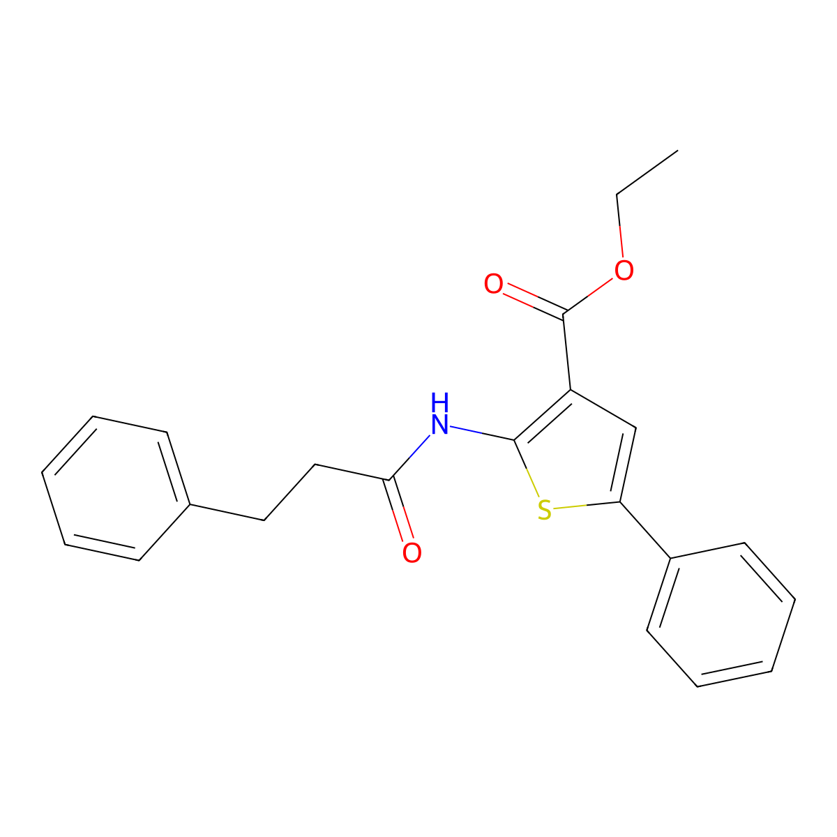 Ethyl 5-phenyl-2-(3-phenylpropanoylamino)thiophene-3-carboxylate molecular structure, CAS 380646-05-9
