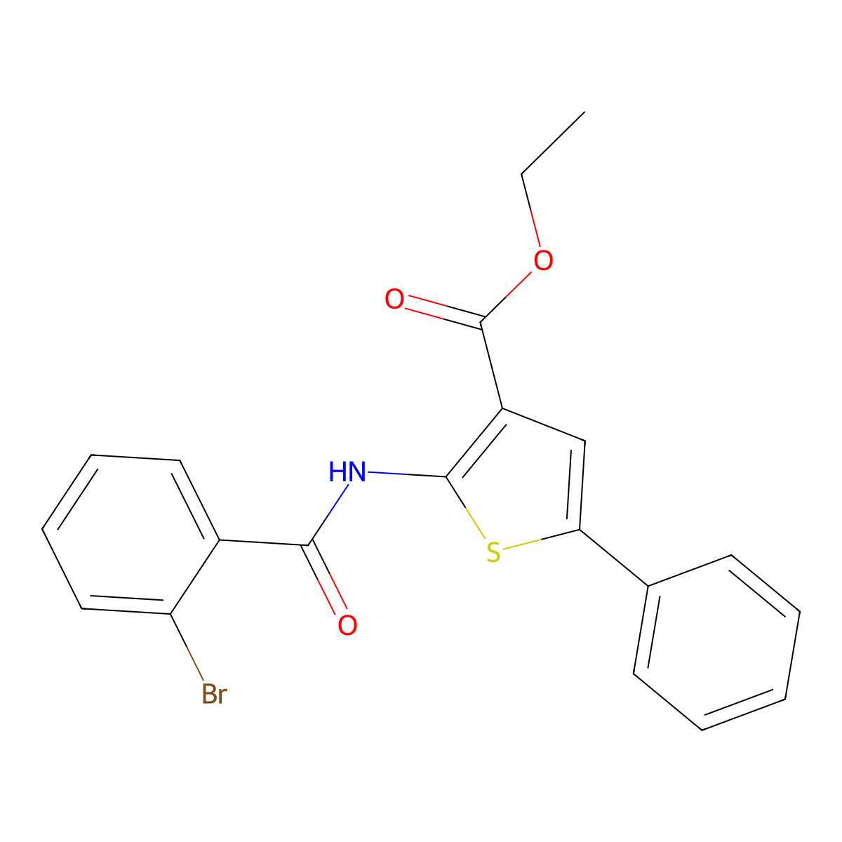 Ethyl 2-[(2-bromobenzoyl)amino]-5-phenylthiophene-3-carboxylate molecular structure, CAS 380646-07-1
