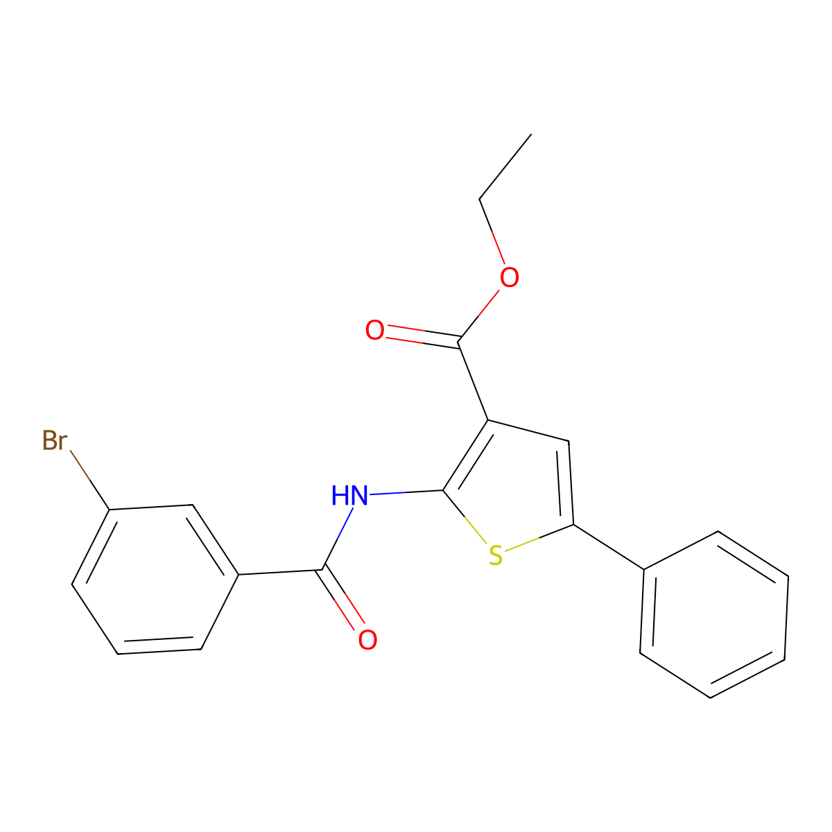 Ethyl 2-[(3-bromobenzoyl)amino]-5-phenylthiophene-3-carboxylate molecular structure, CAS 380646-08-2