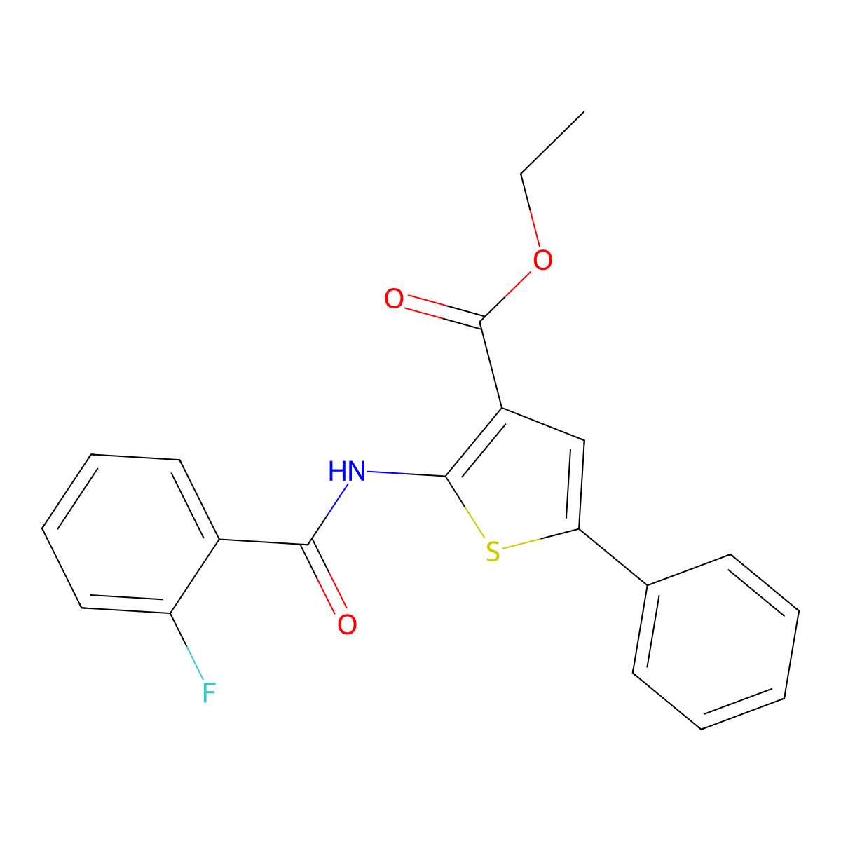 Ethyl 2-[(2-fluorobenzoyl)amino]-5-phenyl-3-thiophenecarboxylate molecular structure, CAS 380646-09-3