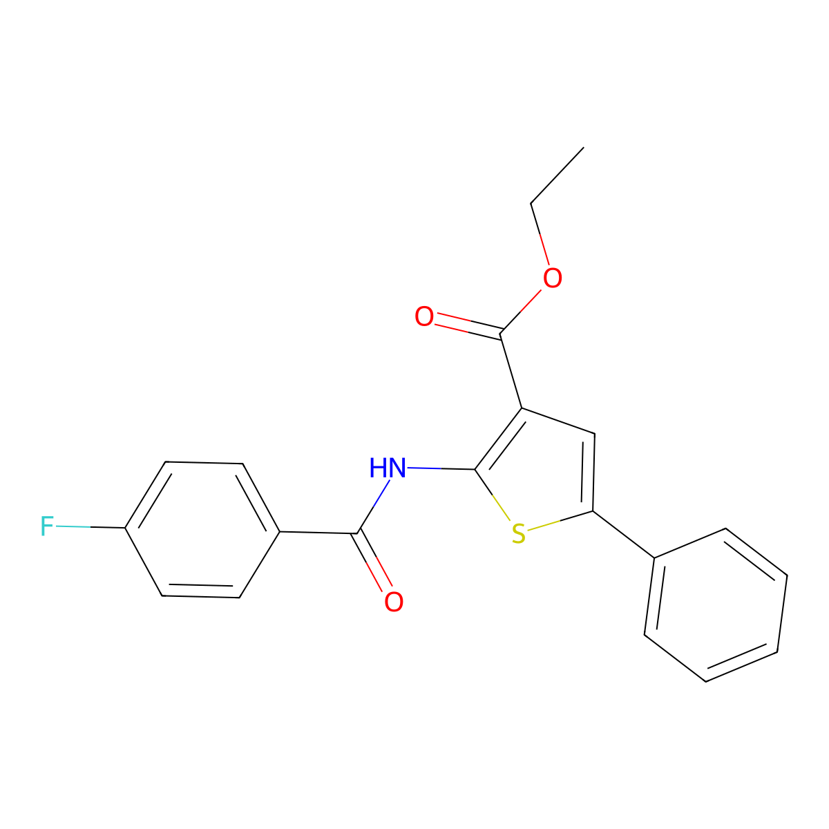 Ethyl 2-[(4-fluorobenzoyl)amino]-5-phenylthiophene-3-carboxylate molecular structure, CAS 380646-10-6