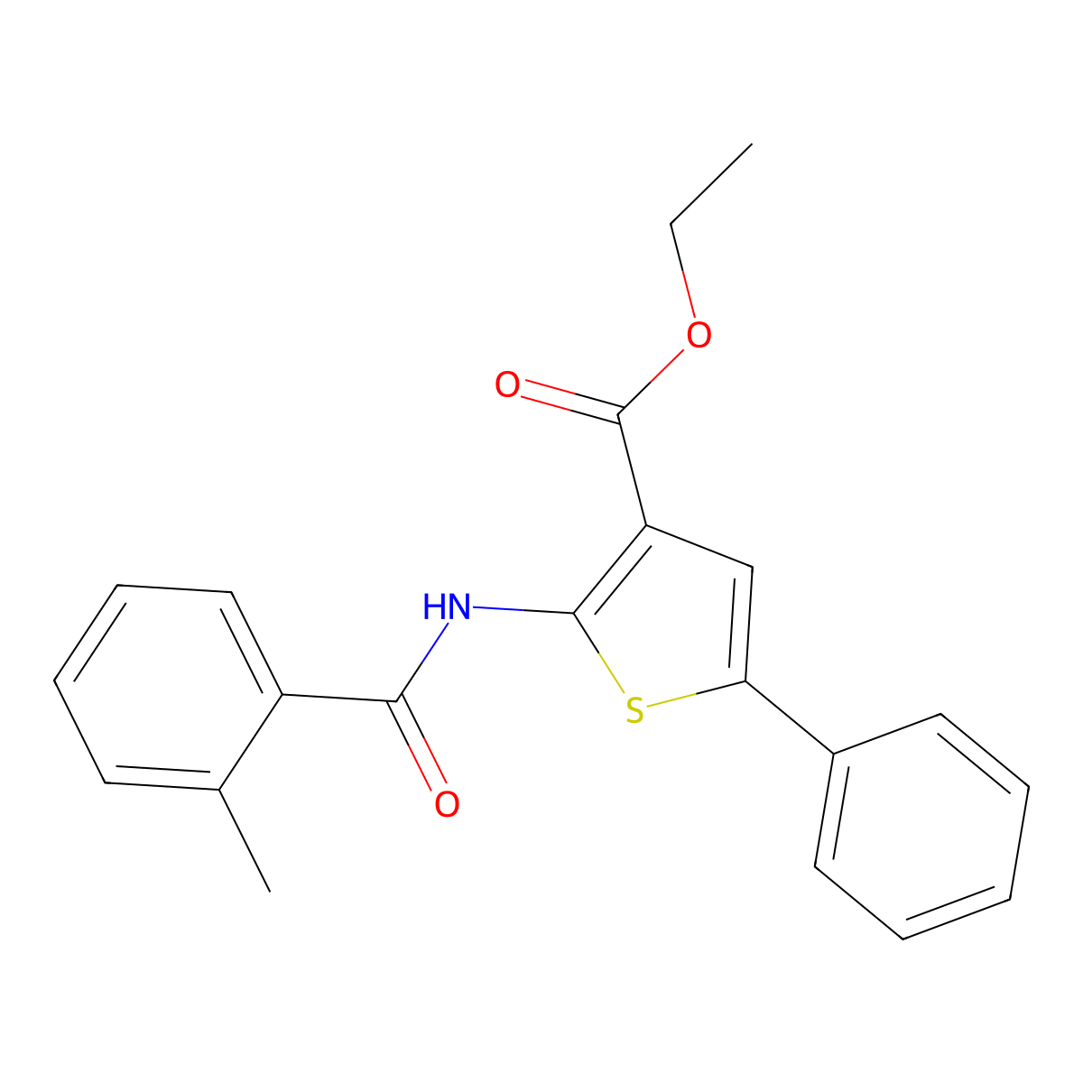 Ethyl 2-[(2-methylbenzoyl)amino]-5-phenylthiophene-3-carboxylate molecular structure, CAS 380646-12-8