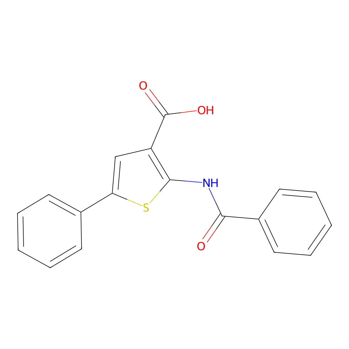 2-Benzamido-5-phenylthiophene-3-carboxylic acid molecular structure, CAS 380646-20-8