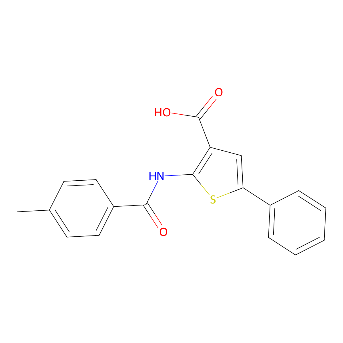 2-[(4-Methylbenzoyl)amino]-5-phenylthiophene-3-carboxylic acid molecular structure, CAS 380646-23-1