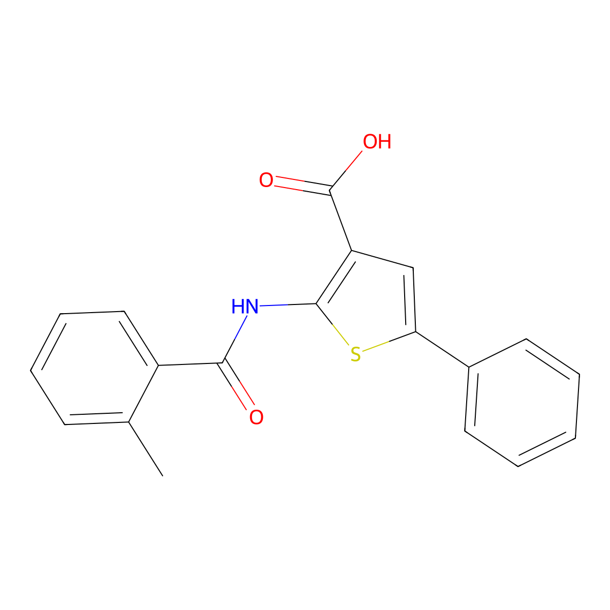 2-(2-Methylbenzamido)-5-phenylthiophene-3-carboxylic acid molecular structure, CAS 380646-25-3