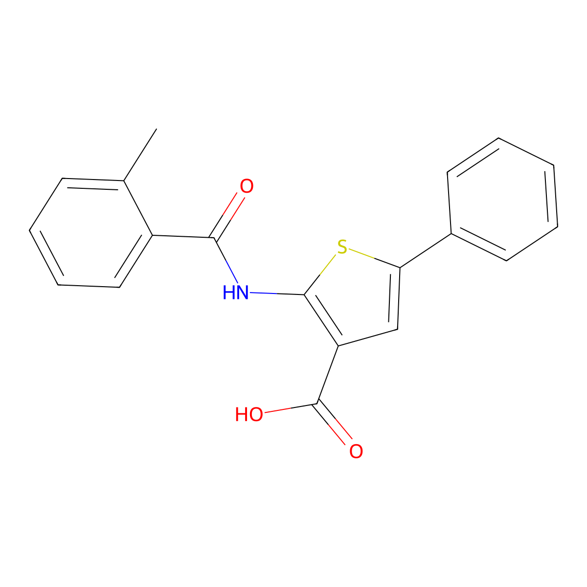 2-(2-Methylbenzamido)-5-phenylthiophene-3-carboxylic acid molecular structure, CAS 380646-25-3