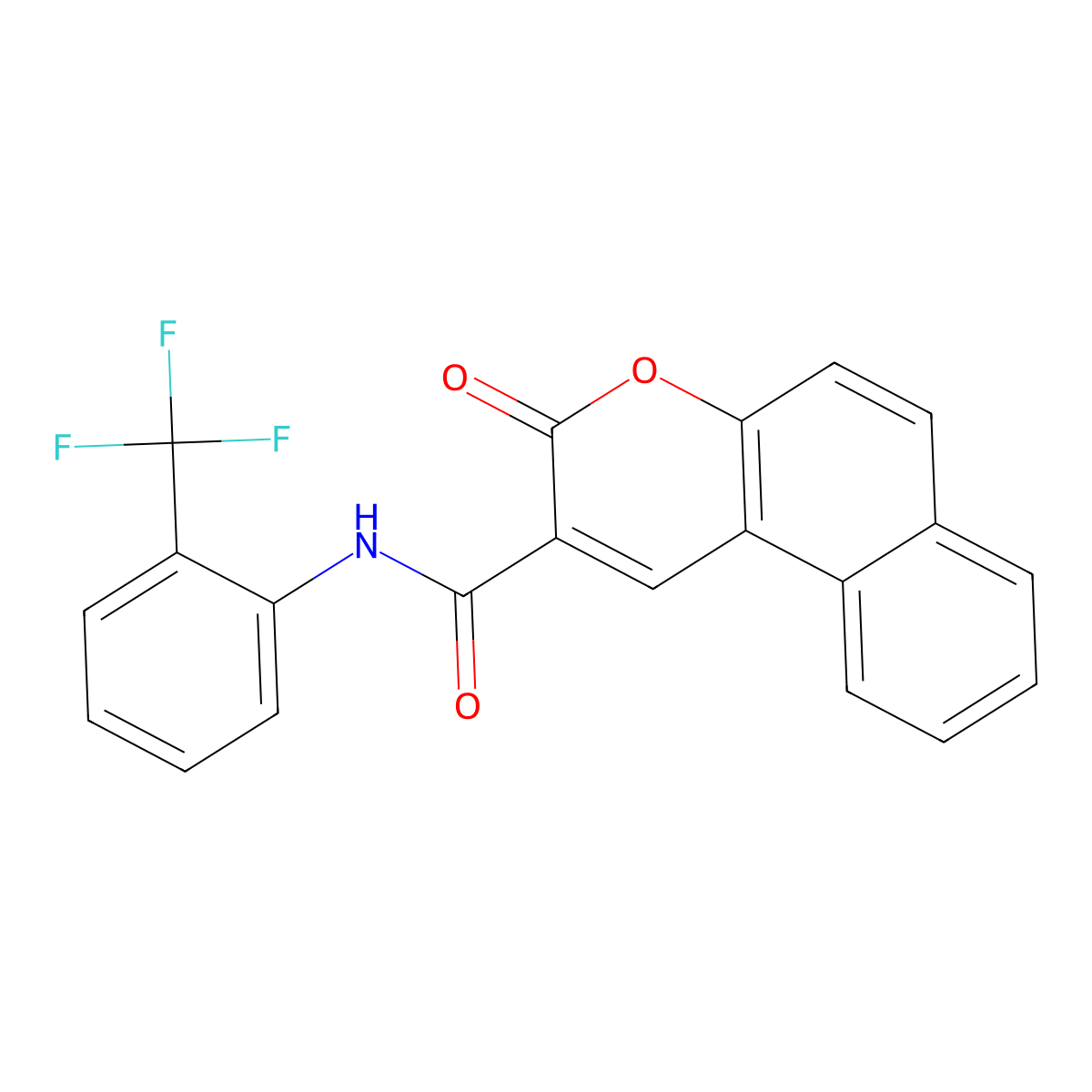 3-oxo-N-[2-(trifluoromethyl)phenyl]benzo[f]chromene-2-carboxamide molecular structure, CAS 380646-28-6