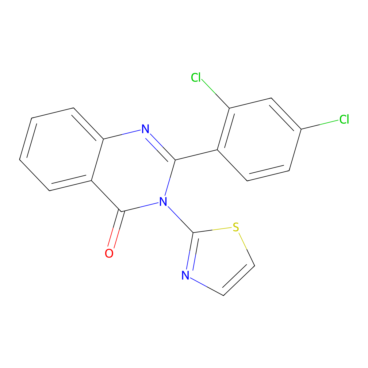 2-(2,4-Dichloro-phenyl)-3-thiazol-2-yl-3H-quinazolin-4-one molecular structure, CAS 380646-42-4