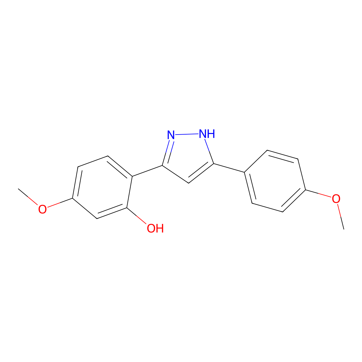 5-Methoxy-2-(5-(4-methoxyphenyl)-1h-pyrazol-3-yl)phenol molecular structure, CAS 380647-08-5