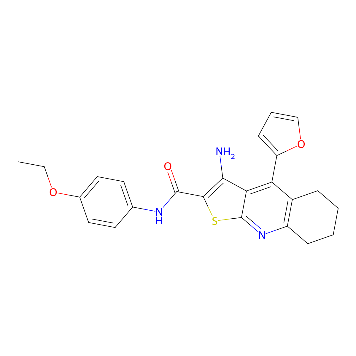 3-amino-N-(4-ethoxyphenyl)-4-(furan-2-yl)-5,6,7,8-tetrahydrothieno[2,3-b]quinoline-2-carboxamide molecular structure, CAS 380647-14-3