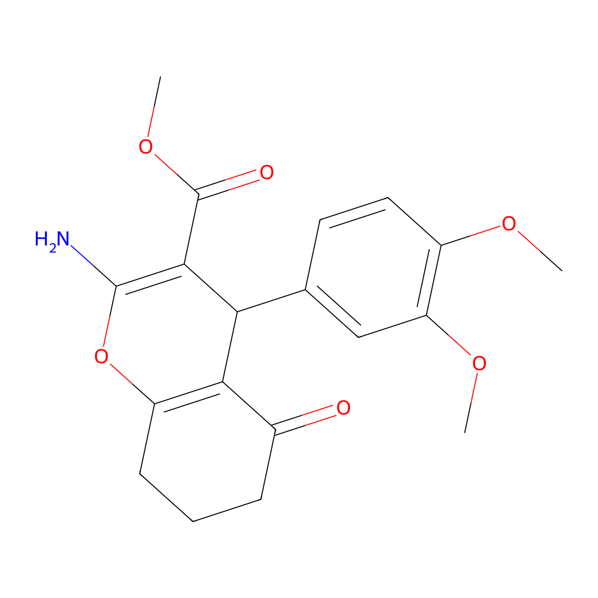 methyl 2-amino-4-(3,4-dimethoxyphenyl)-5-oxo-5,6,7,8-tetrahydro-4H-chromene-3-carboxylate molecular structure, CAS 380650-82-8
