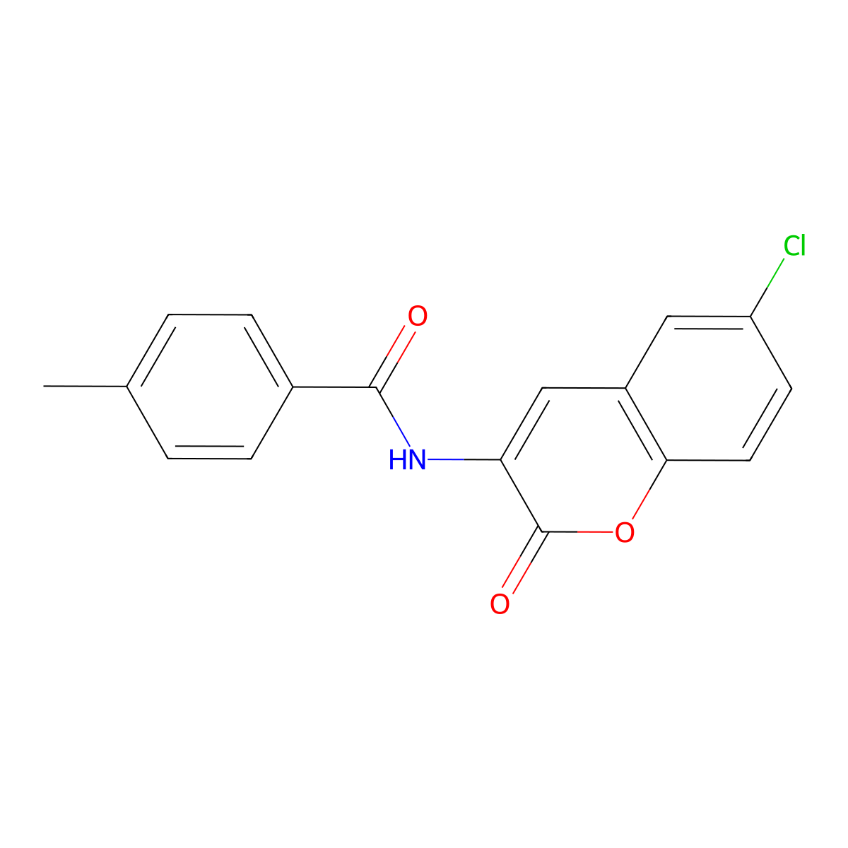 N-(6-chloro-2-oxo-2H-chromen-3-yl)-4-methylbenzamide molecular structure, CAS 380651-36-5
