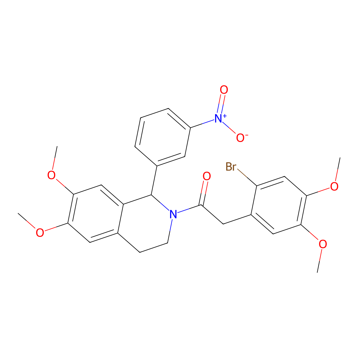 2-(2-bromo-4,5-dimethoxyphenyl)-1-[6,7-dimethoxy-1-(3-nitrophenyl)-3,4-dihydro-1H-isoquinolin-2-yl]ethanone molecular structure, CAS 380651-45-6