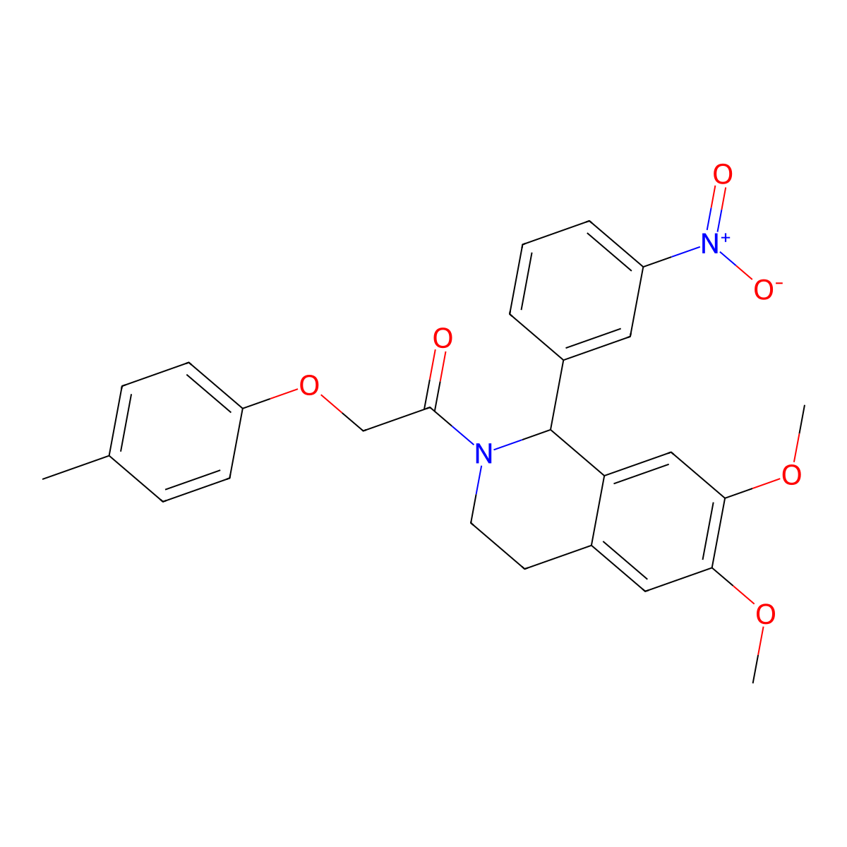 1-[6,7-dimethoxy-1-(3-nitrophenyl)-3,4-dihydro-1H-isoquinolin-2-yl]-2-(4-methylphenoxy)ethanone molecular structure, CAS 380651-48-9