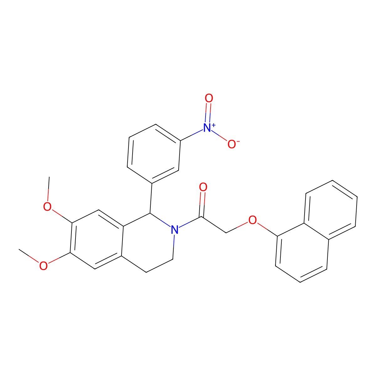 1-[6,7-dimethoxy-1-(3-nitrophenyl)-3,4-dihydro-1H-isoquinolin-2-yl]-2-naphthalen-1-yloxyethanone molecular structure, CAS 380651-49-0
