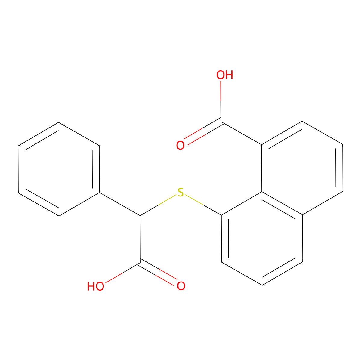 8-((Carboxy(phenyl)methyl)thio)-1-naphthoic acid molecular structure, CAS 380651-88-7