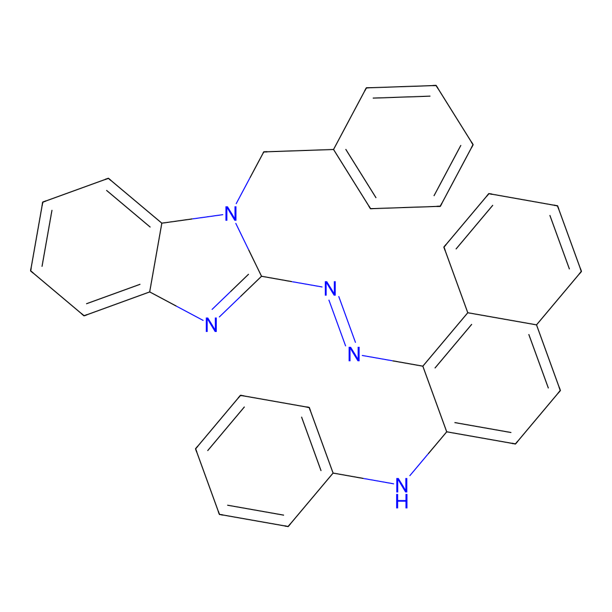 1-[(1-benzylbenzimidazol-2-yl)diazenyl]-N-phenylnaphthalen-2-amine molecular structure, CAS 380652-07-3