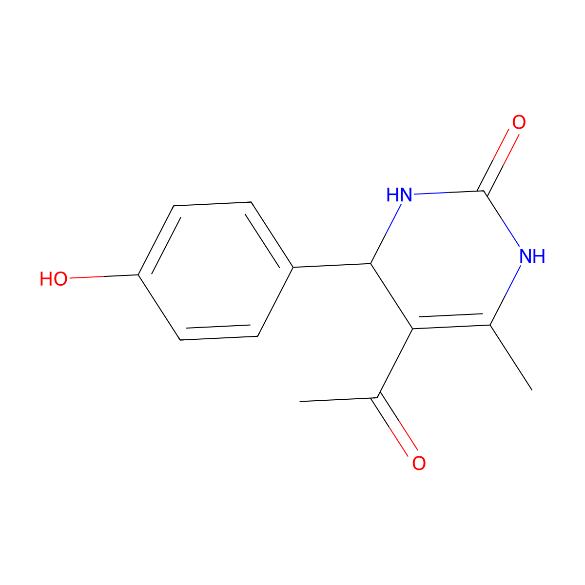 5-Acetyl-4-(4-hydroxyphenyl)-6-methyl-3,4-dihydropyrimidin-2(1h)-one molecular structure, CAS 380654-22-8