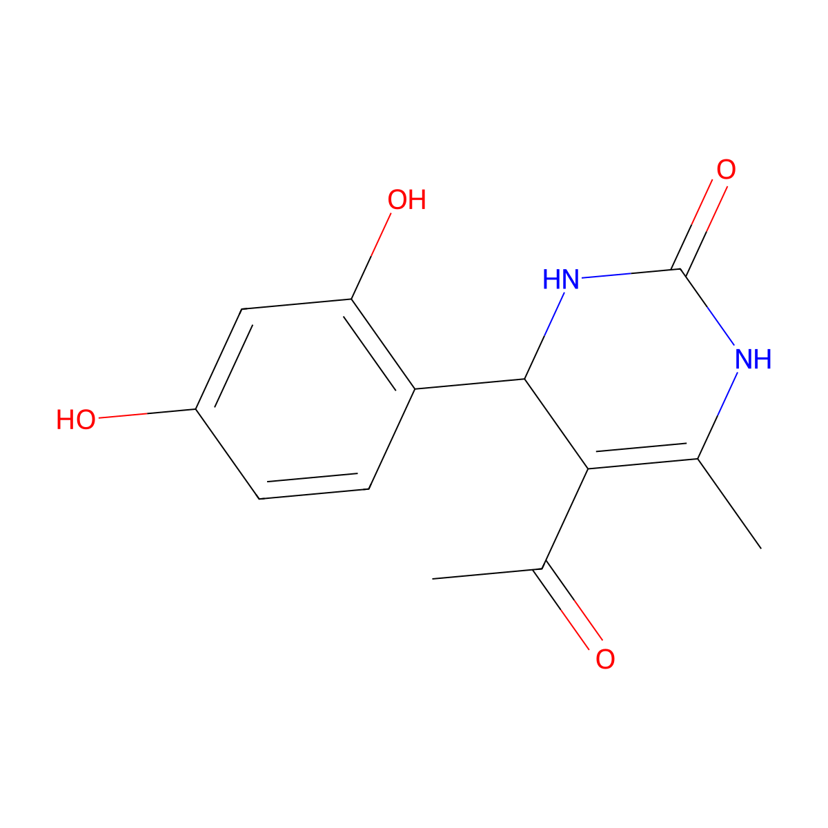 5-acetyl-4-(2,4-dihydroxyphenyl)-6-methyl-3,4-dihydro-2(1H)-pyrimidinone molecular structure, CAS 380654-24-0
