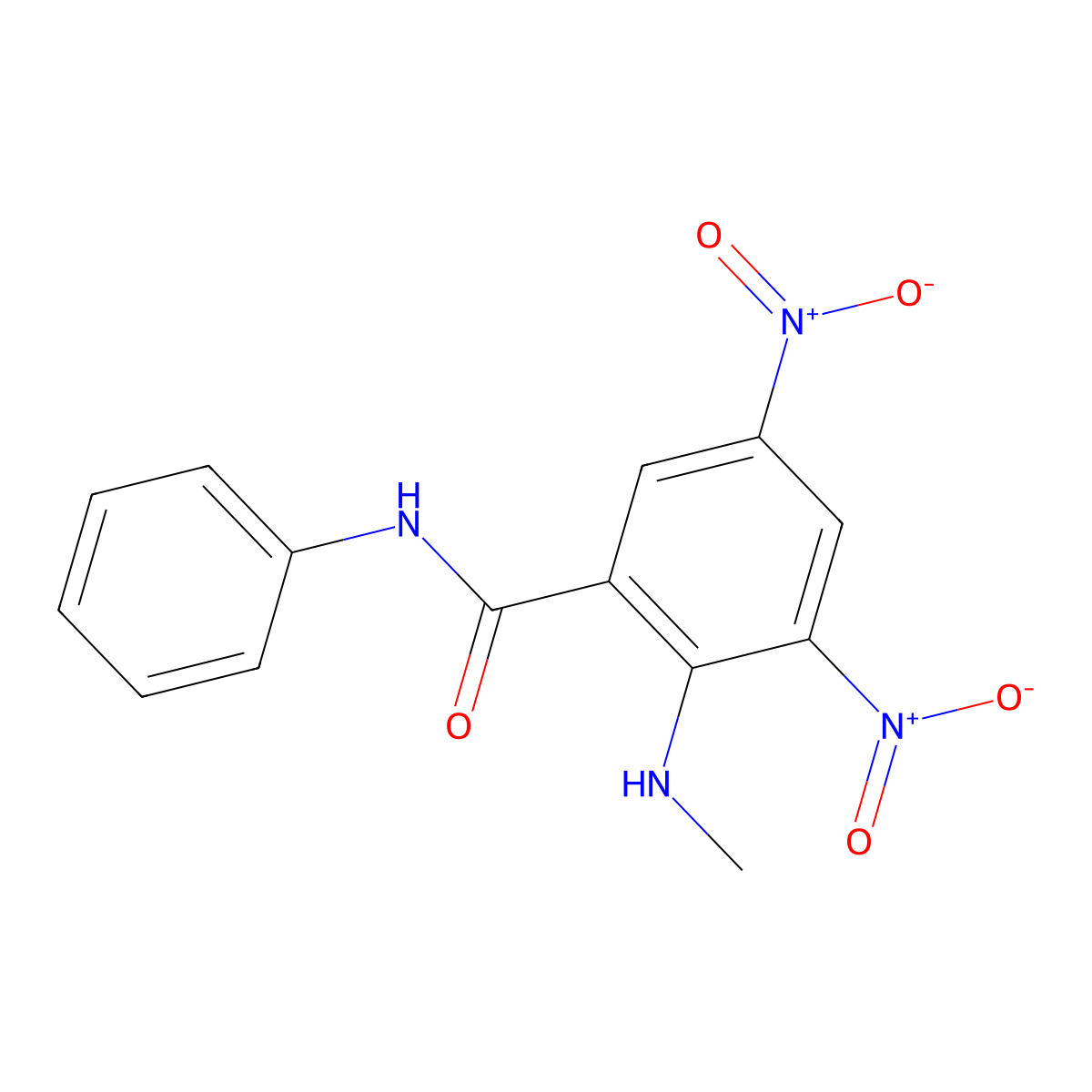 2-(methylamino)-3,5-dinitro-N-phenylbenzamide molecular structure, CAS 380656-71-3