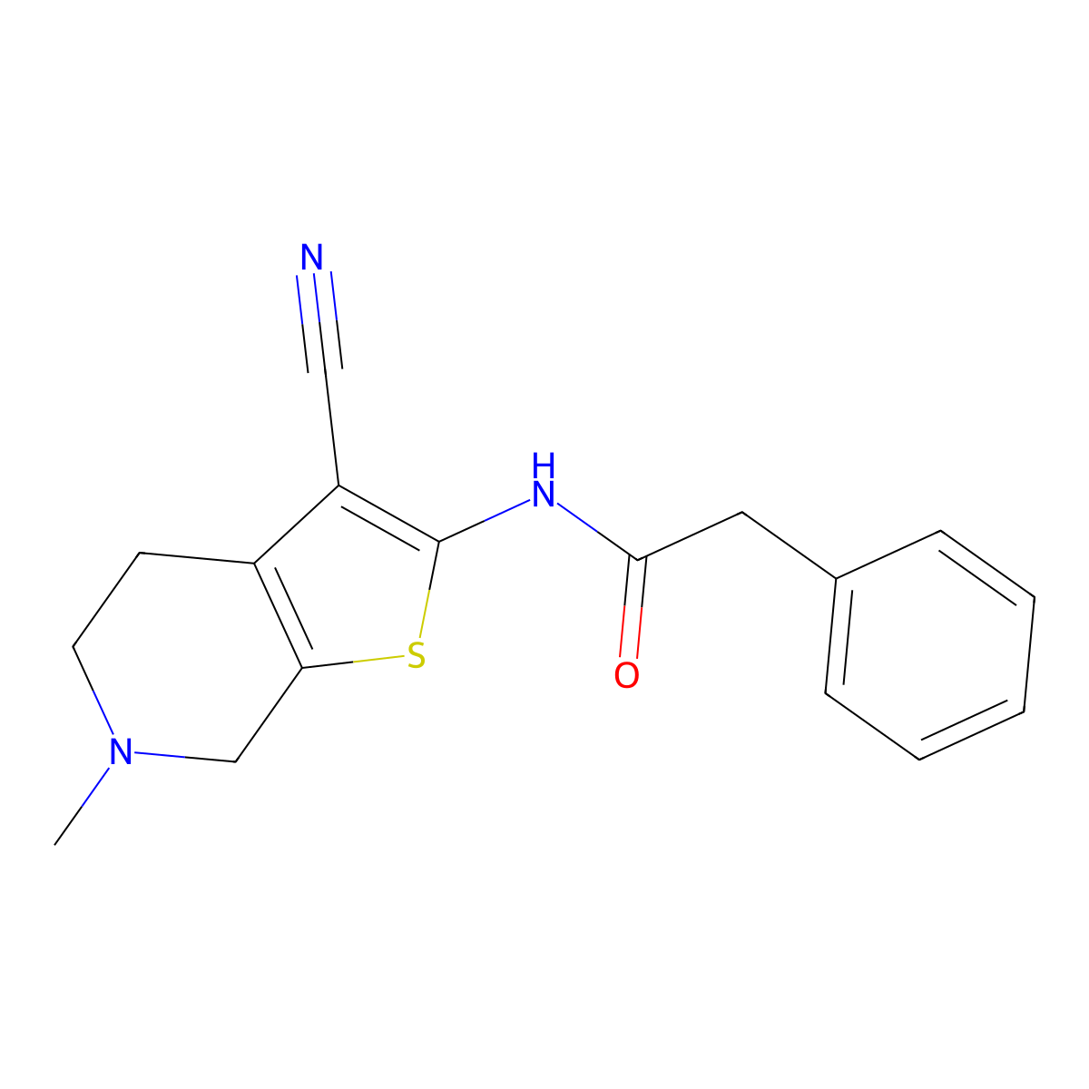 N-(3-Cyano-6-methyl-4,5,6,7-tetrahydrothieno[2,3-c]pyridin-2-yl)-2-phenylacetamide molecular structure, CAS 380659-66-5