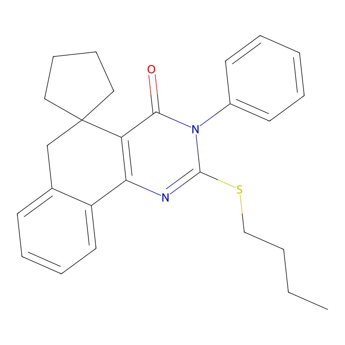 2-(butylsulfanyl)-3-phenyl-3H-spiro[benzo[h]quinazoline-5,1'-cyclopentan]-4(6H)-one molecular structure, CAS 380666-90-0