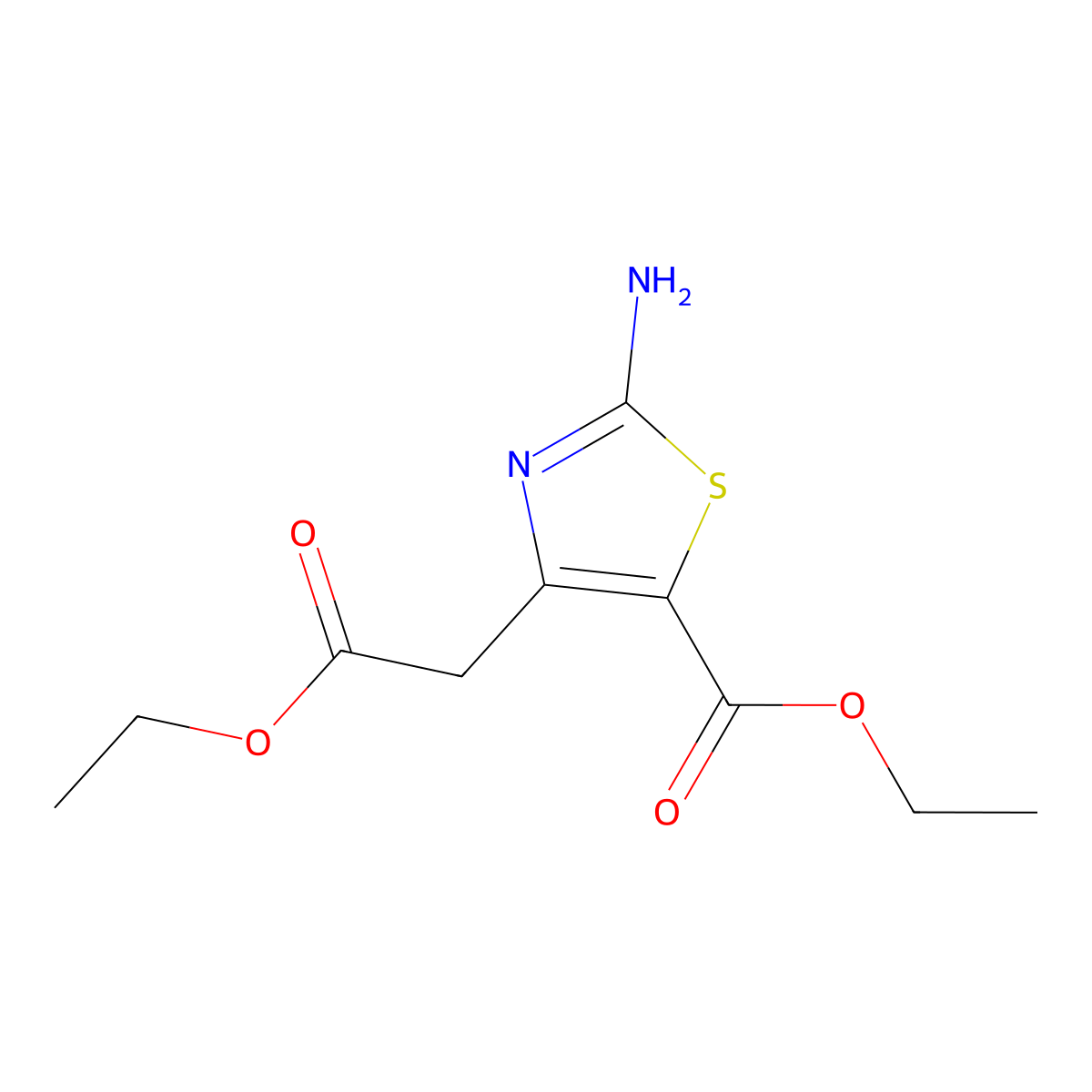 Ethyl 2-amino-4-(2-ethoxy-2-oxoethyl)thiazole-5-carboxylate molecular structure, CAS 38067-29-7