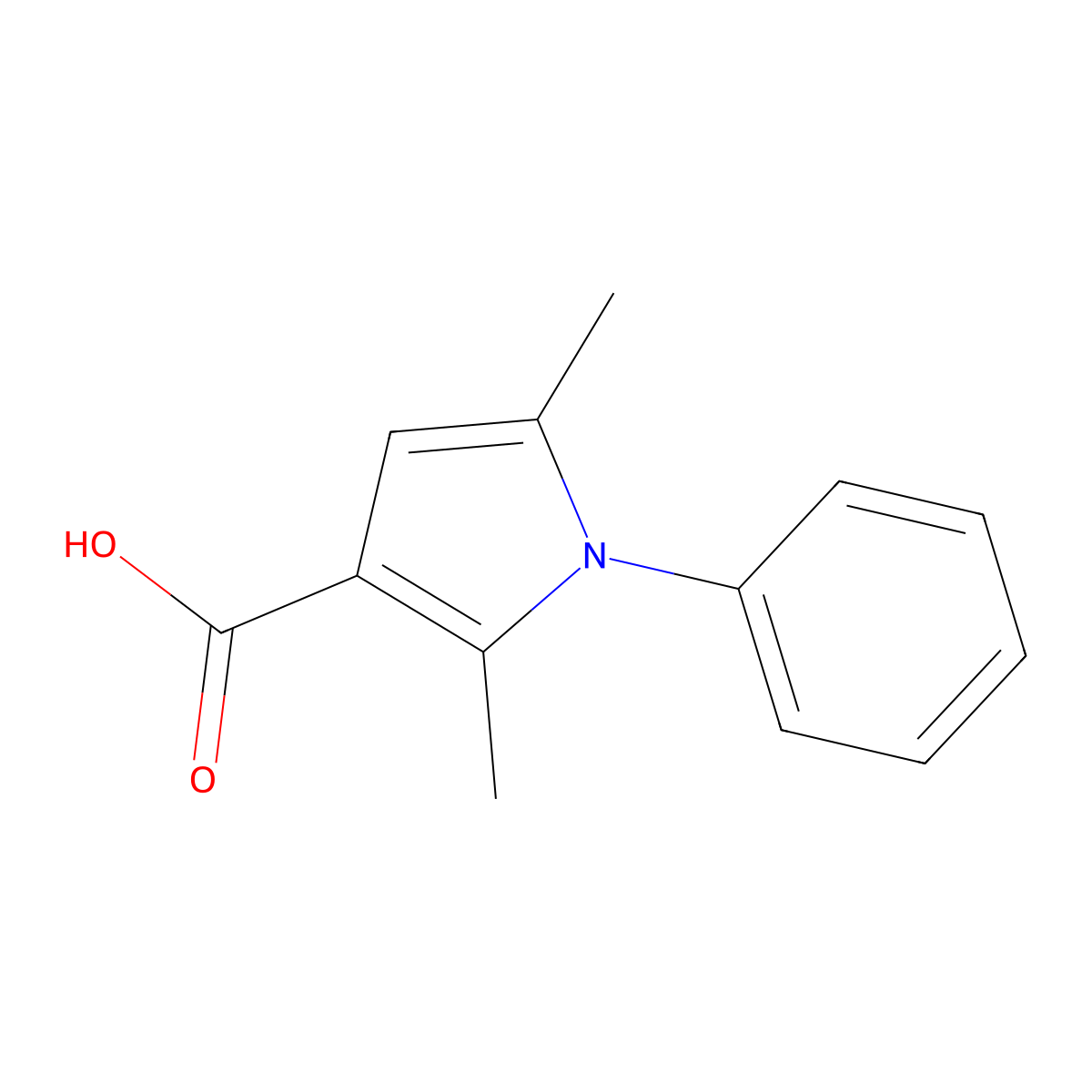 2,5-dimethyl-1-phenyl-1H-pyrrole-3-carboxylic acid molecular structure, CAS 3807-56-5