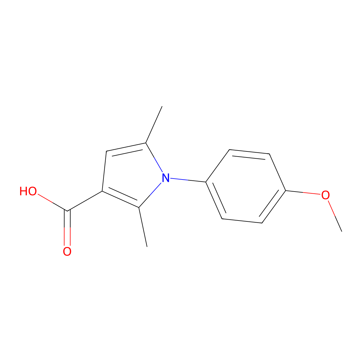 1-(4-methoxyphenyl)-2,5-dimethyl-1H-pyrrole-3-carboxylic acid molecular structure, CAS 3807-58-7