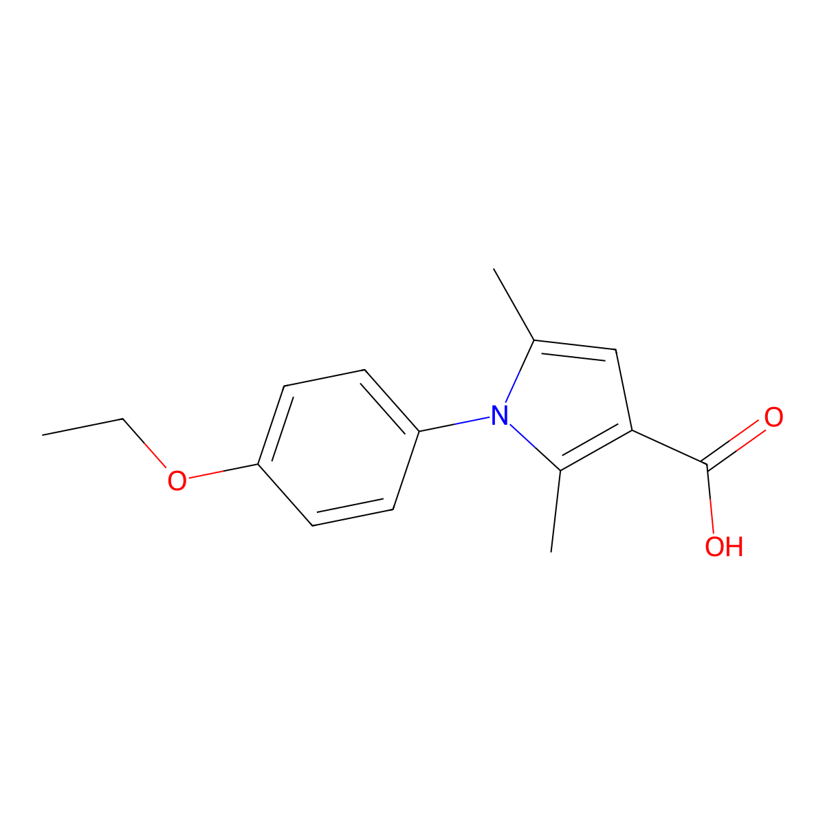 1-(4-ethoxyphenyl)-2,5-dimethyl-1H-pyrrole-3-carboxylic acid molecular structure, CAS 3807-59-8