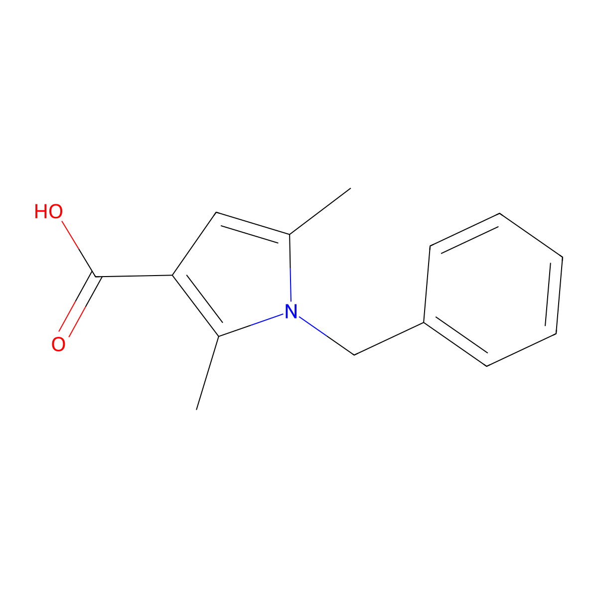 1-benzyl-2,5-dimethyl-1H-pyrrole-3-carboxylic acid molecular structure, CAS 3807-61-2