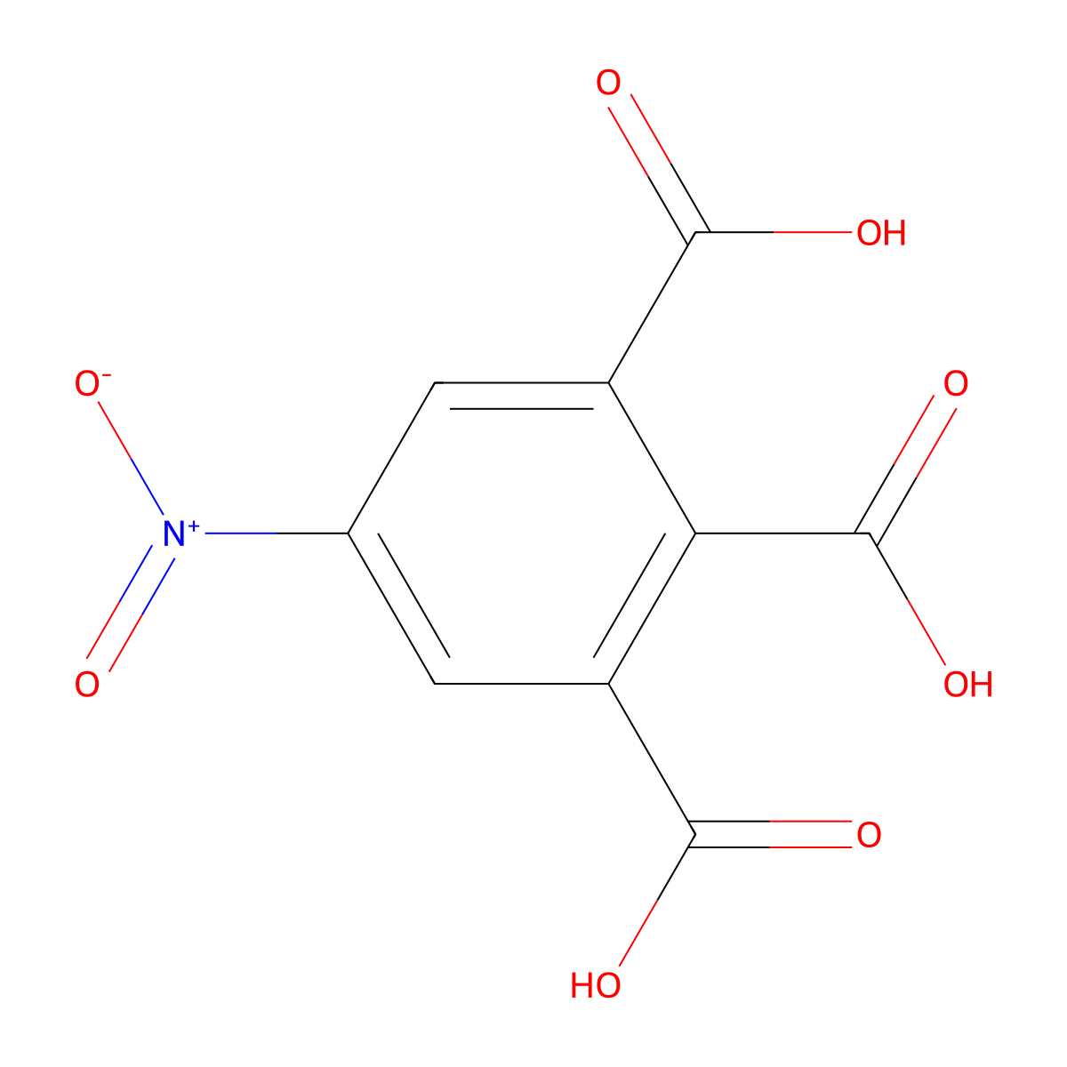 5-Nitrobenzene-1,2,3-tricarboxylic acid molecular structure, CAS 3807-81-6
