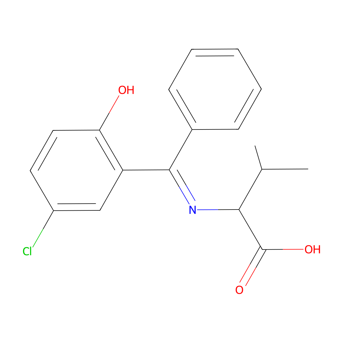 N-((5-Chloro-2-hydroxyphenyl)phenylmethylene)-L-valine molecular structure, CAS 38075-43-3
