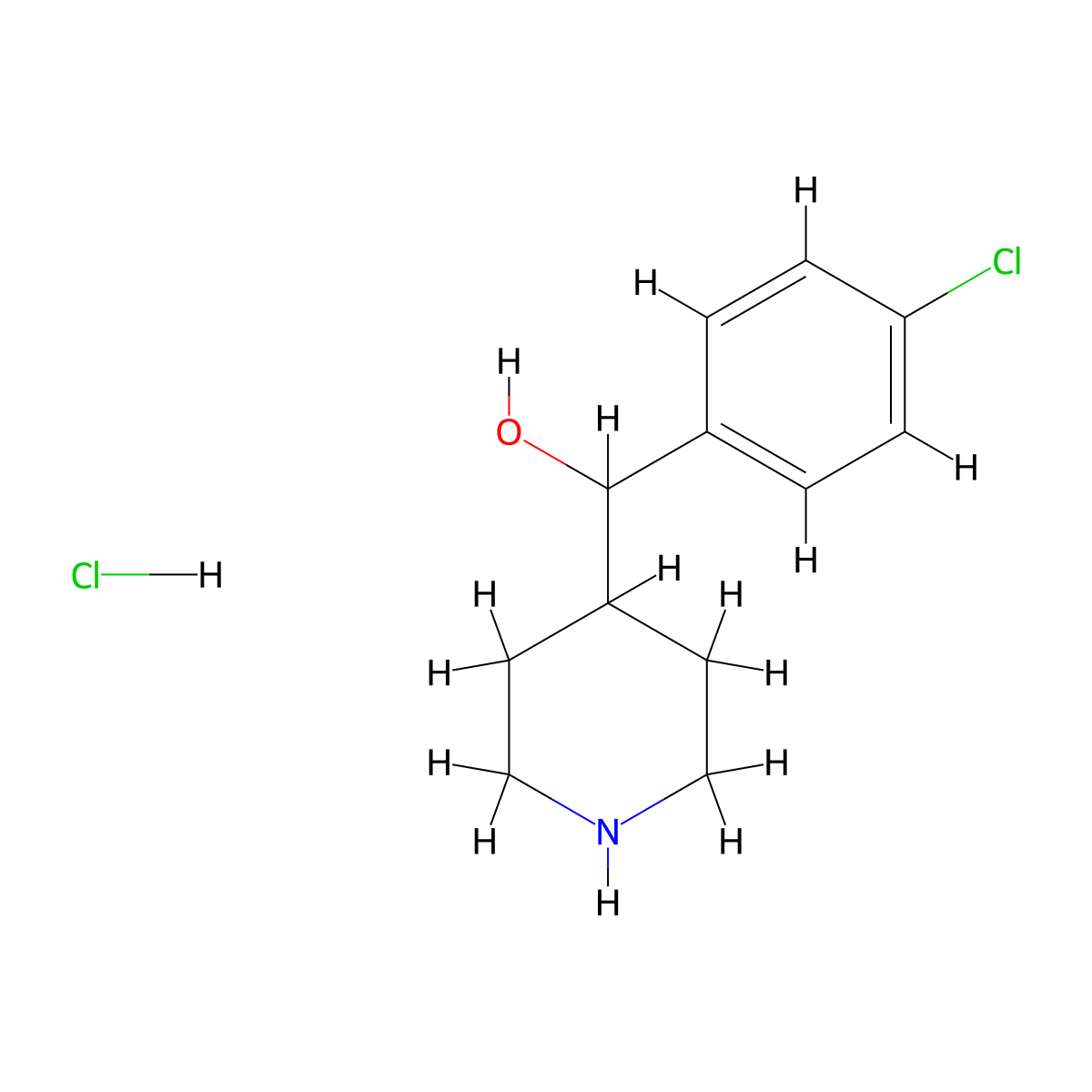 (4-Chlorophenyl)(piperidin-4-yl)methanol hydrochloride molecular structure, CAS 38081-59-3