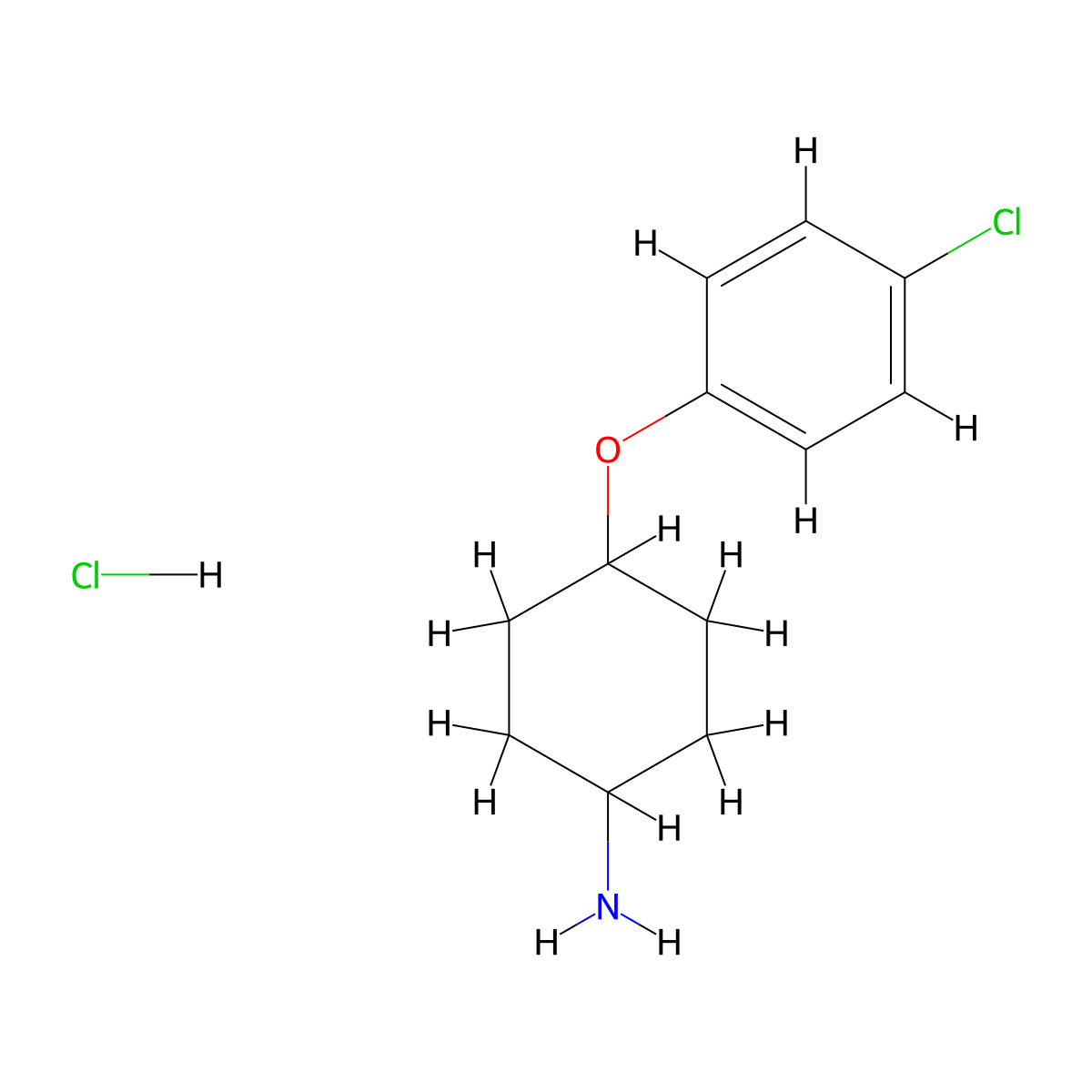 4-(4-Chlorophenoxy)cyclohexanamine hydrochloride molecular structure, CAS 380828-77-3