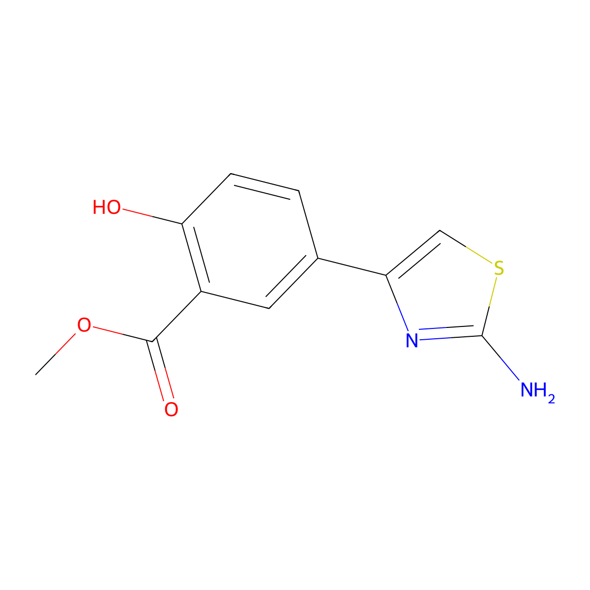 Methyl 5-(2-aminothiazol-4-yl)-2-hydroxybenzoate molecular structure, CAS 380843-11-8