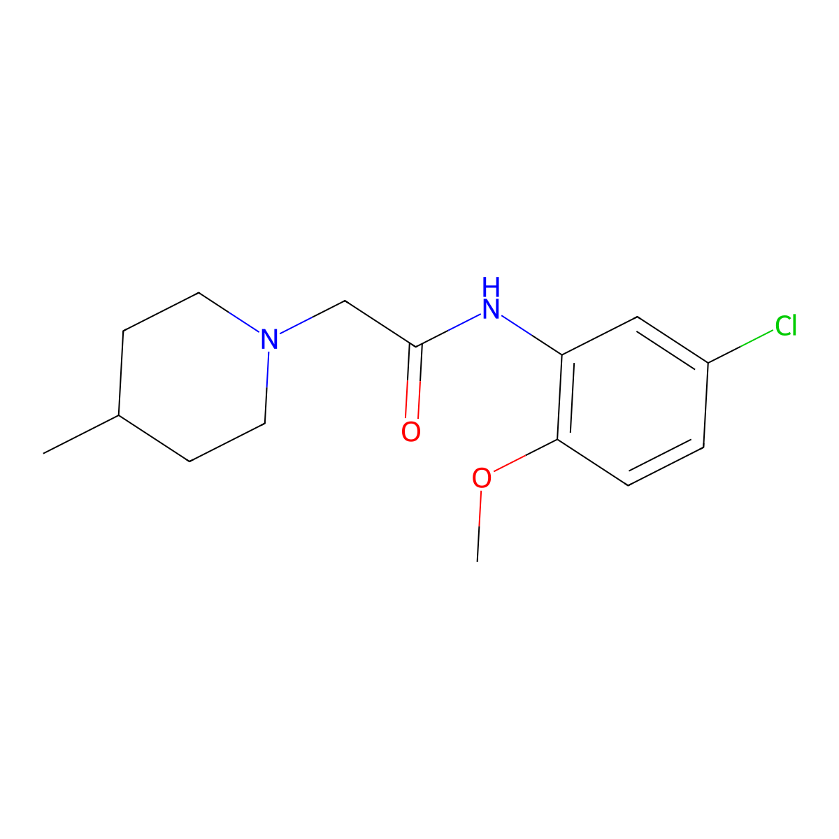 N-(5-chloro-2-methoxyphenyl)-2-(4-methylpiperidin-1-yl)acetamide molecular structure, CAS 380843-25-4