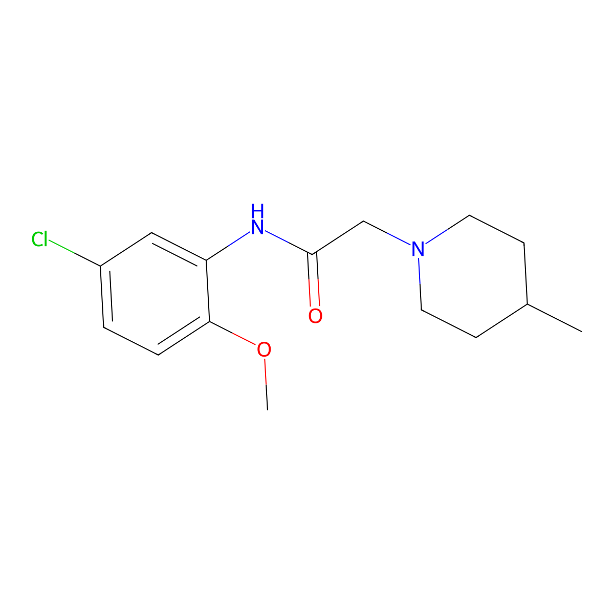 N-(5-chloro-2-methoxyphenyl)-2-(4-methylpiperidin-1-yl)acetamide molecular structure, CAS 380843-25-4