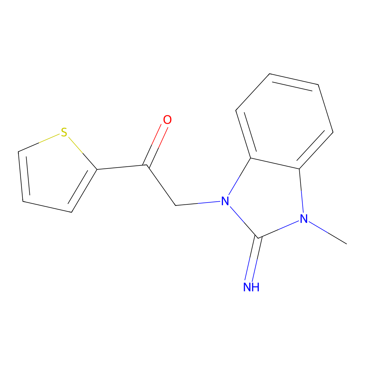 2-(2-Imino-3-methyl-2,3-dihydro-1H-benzimidazol-1-yl)-1-(2-thienyl)ethanone molecular structure, CAS 380843-35-6