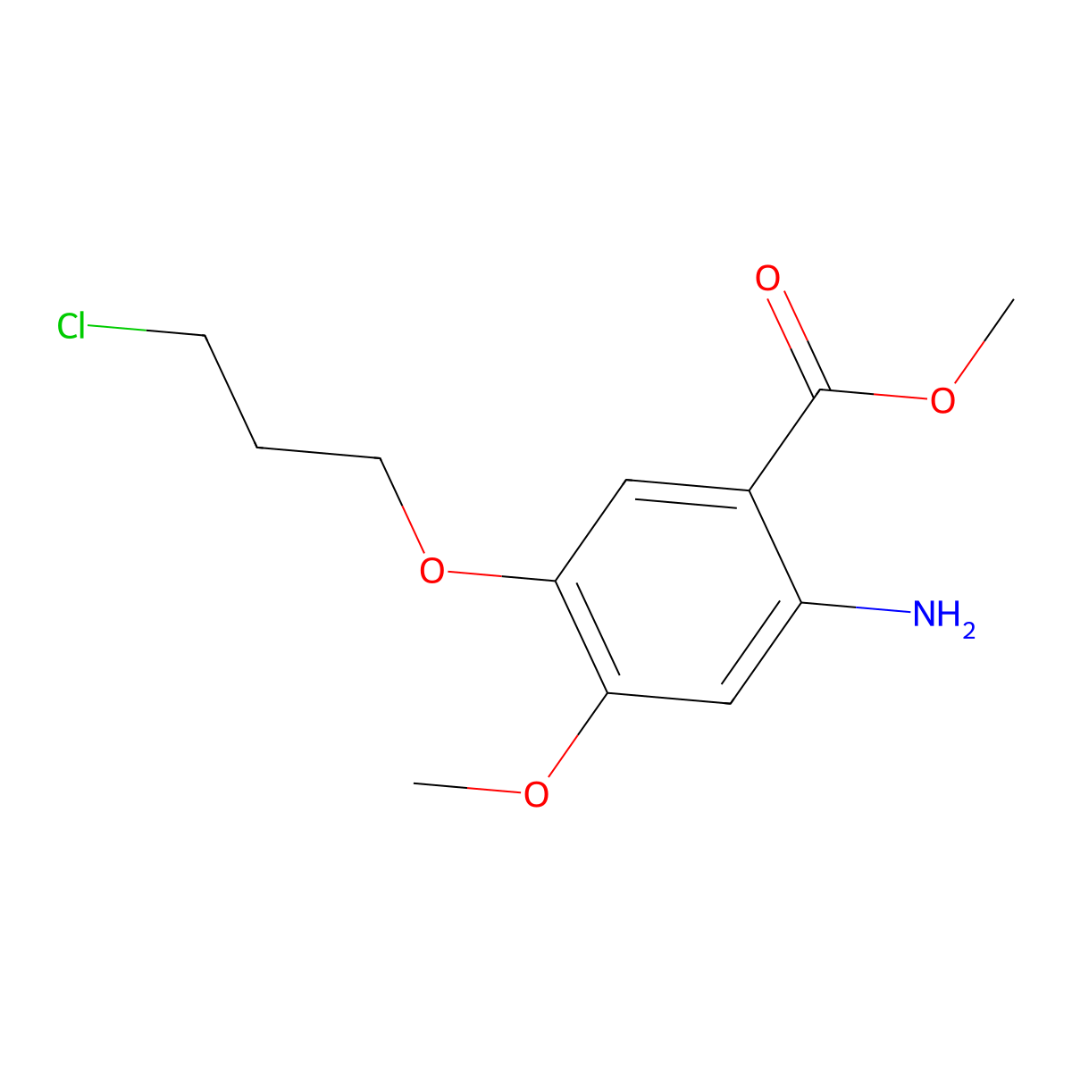 Methyl 2-amino-5-(3-chloropropoxy)-4-methoxybenzoate molecular structure, CAS 380844-26-8